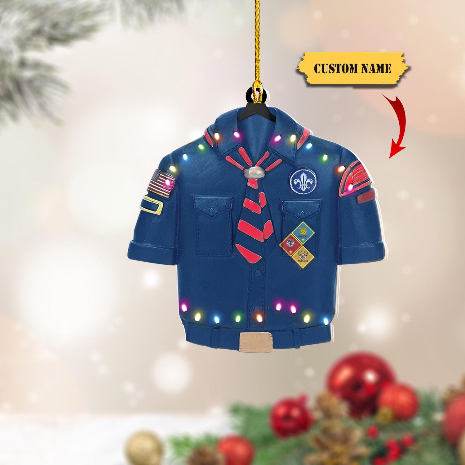 Scout Shape Personalized Flat Acrylic Ornament 2D, Custom Brown Eagle Scout Ornament Presents, Christmas Gifts for Cub Scouts 2024 HAOR0711