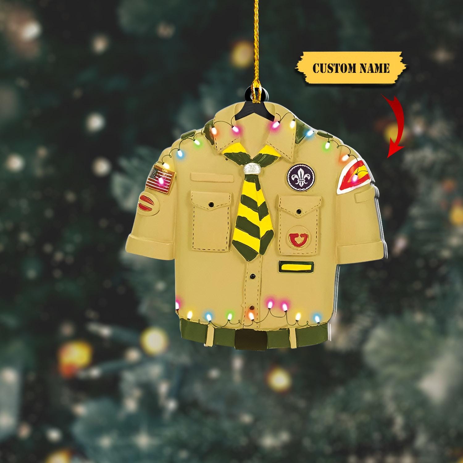 Scout Shape Personalized Flat Acrylic Ornament 2D, Custom Brown Eagle Scout Ornament Presents, Christmas Gifts for Cub Scouts 2024 HAOR0711