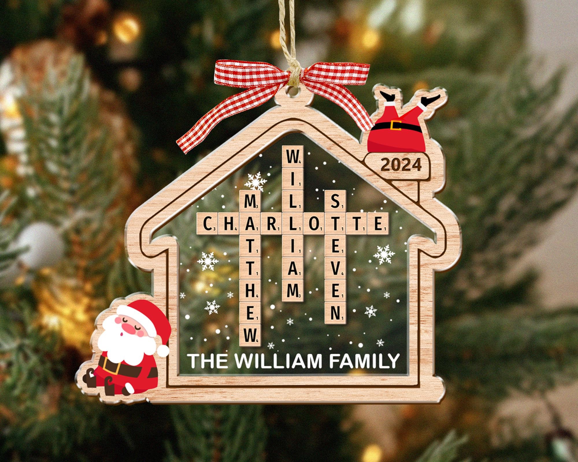 Scrabble Personalized Christmas Ornaments, Custom Family Name Crossword Puzzle, Large Family Christmas Ornament 2024, Christmas Gifts Decor OROC24