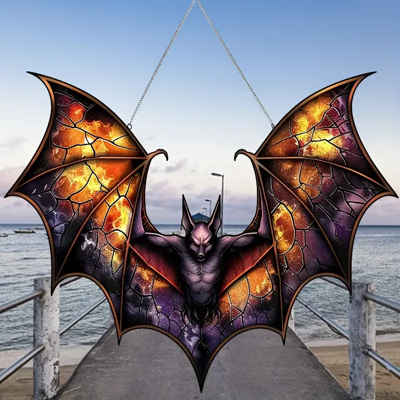 Bat-Themed Acrylic Sun Catcher 10x8.16 - Perfect for Home Decor, Wreath Centerpieces, Window & Porch Accents Bat Decor ORHA2608