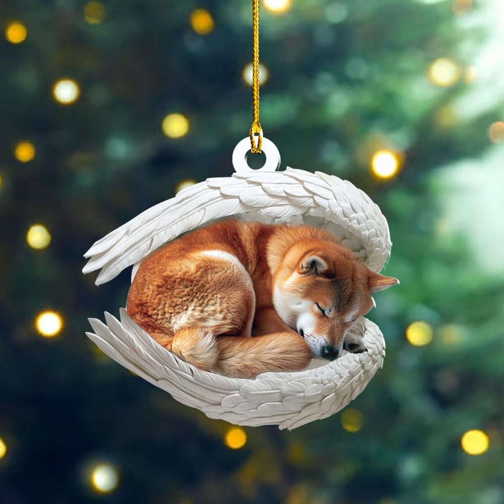 Shiba Inu Dog Angel Wings Car Ornament, Shiba Inu Dog Christmas Ornament, Dog Sleeping Angel Ornament, Dog Lovers Gift HAOR0611