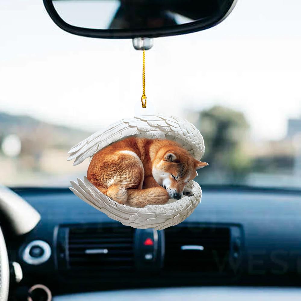 Shiba Inu Dog Angel Wings Car Ornament, Shiba Inu Dog Christmas Ornament, Dog Sleeping Angel Ornament, Dog Lovers Gift HAOR0611