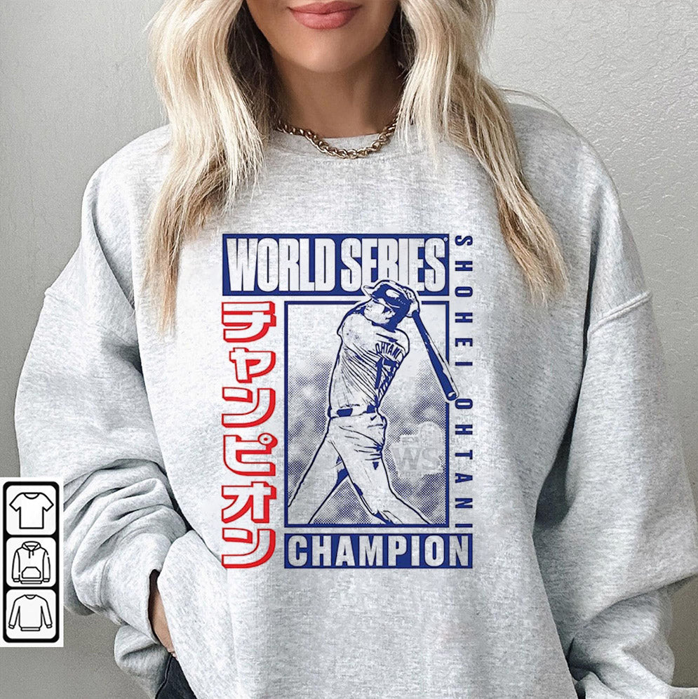 Shohei Ohtani Los Angeles Dodgers 2024 World Series Champions Kanji Swing T-Shirt