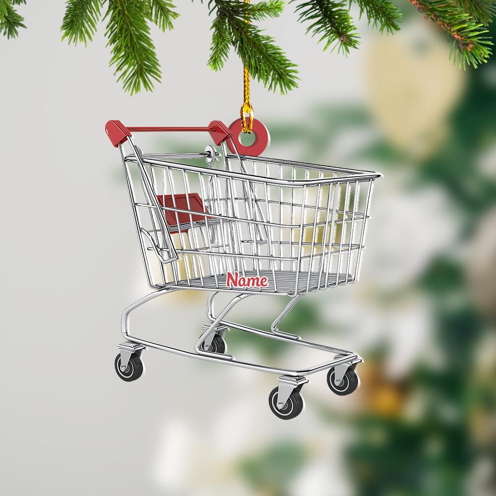 Shopping Cart Christmas Light Ornament, Xmas Tree Decor, Loved Shopping Cart Ornament, Hanging Ornament Gift HAOR0611