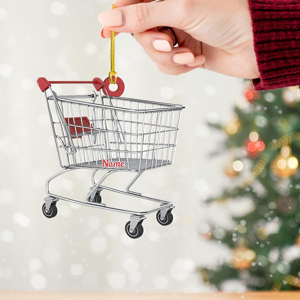 Shopping Cart Christmas Light Ornament, Xmas Tree Decor, Loved Shopping Cart Ornament, Hanging Ornament Gift HAOR0611