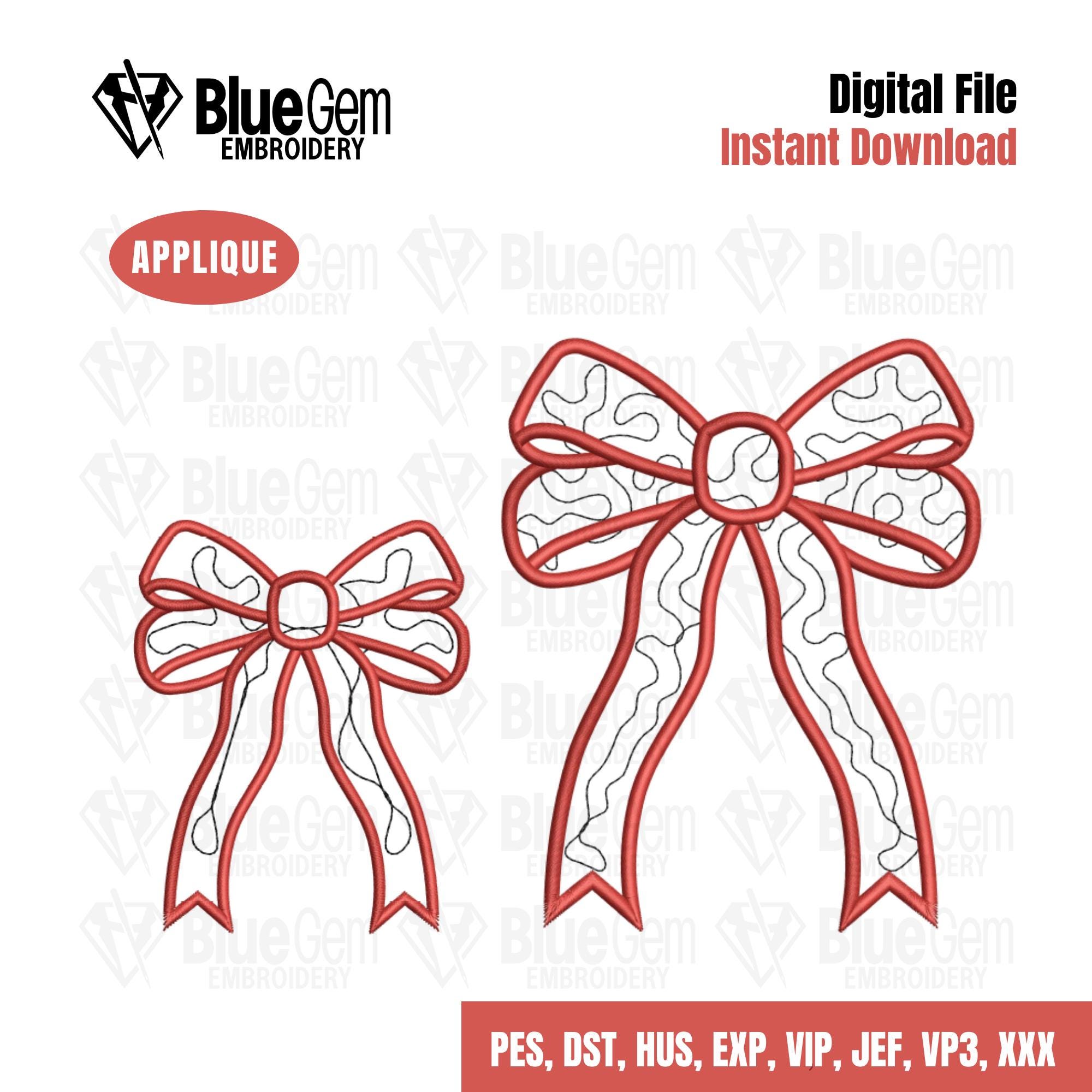 Side Bow Appliqu? Sweatshirt Embroidery Design - Christmas Embroidery Design - 2 Sizes - Instant Download - Bow Applique - MotifQuilted ESIBOW