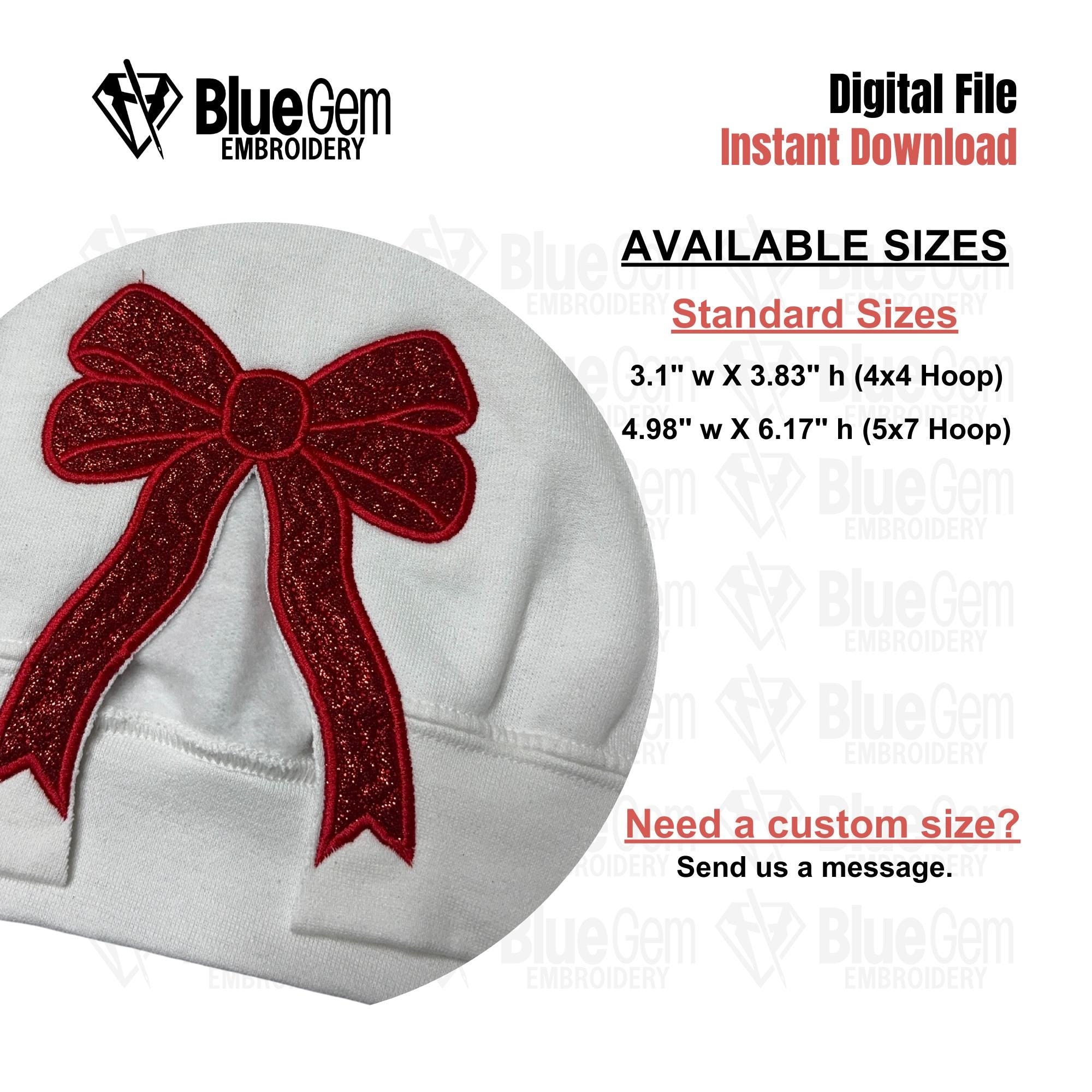 Side Bow Appliqu? Sweatshirt Embroidery Design - Christmas Embroidery Design - 2 Sizes - Instant Download - Bow Applique - MotifQuilted ESIBOW
