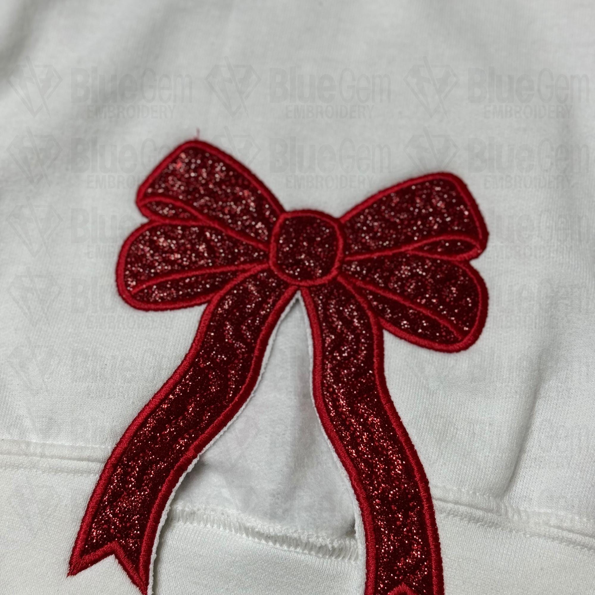 Side Bow Appliqu? Sweatshirt Embroidery Design - Christmas Embroidery Design - 2 Sizes - Instant Download - Bow Applique - MotifQuilted ESIBOW