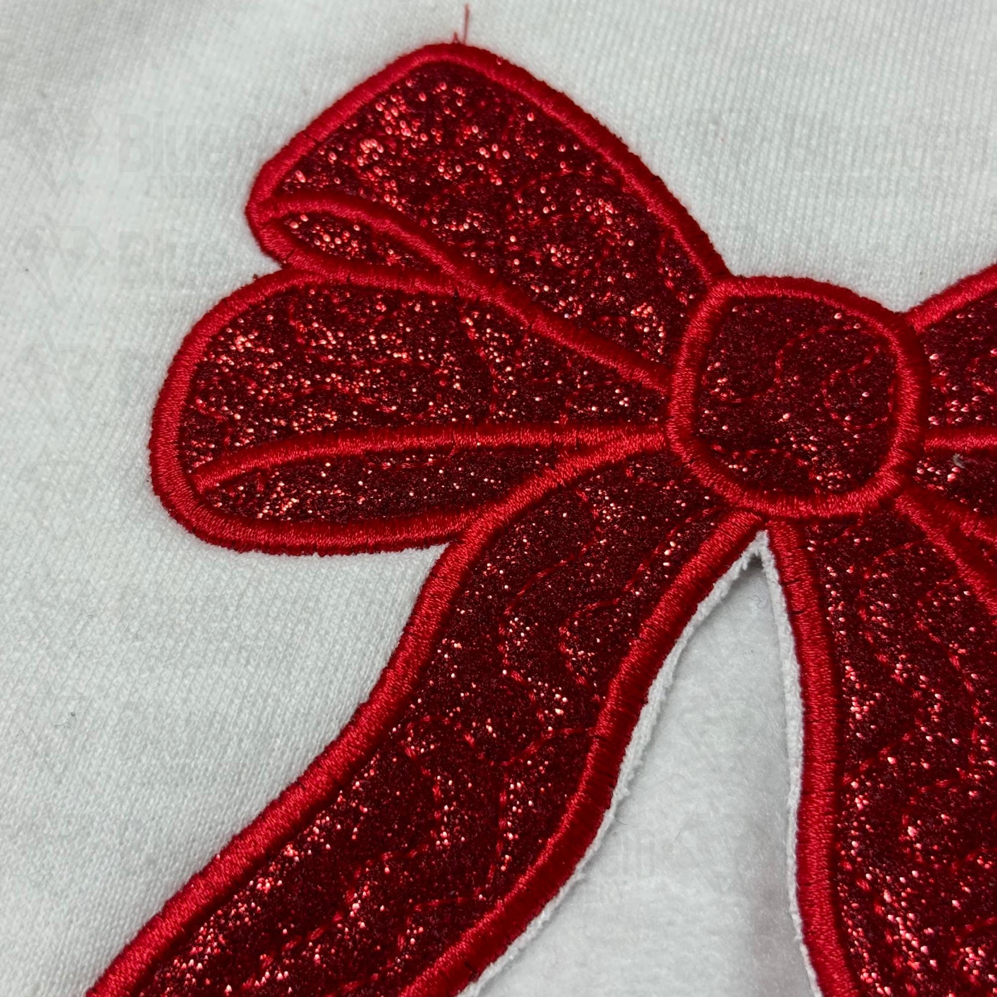 Side Bow Appliqu? Sweatshirt Embroidery Design - Christmas Embroidery Design - 2 Sizes - Instant Download - Bow Applique - MotifQuilted ESIBOW