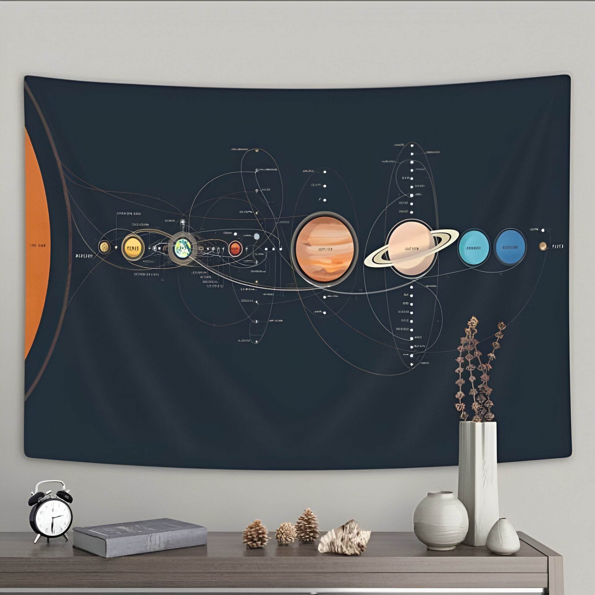 Solar Space Extra Large Tapestry Wall Hanging Art Fabric Classroom Background Tapes