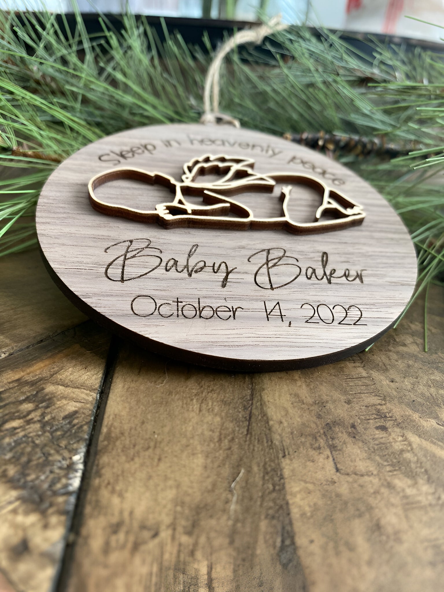 Sleep In Heavenly Peace Memorial Ornament  3d Stillborn Miscarriage Keepsake  Personalized Ornament  Infant Loss  In Memory  Angel Baby ORN0110