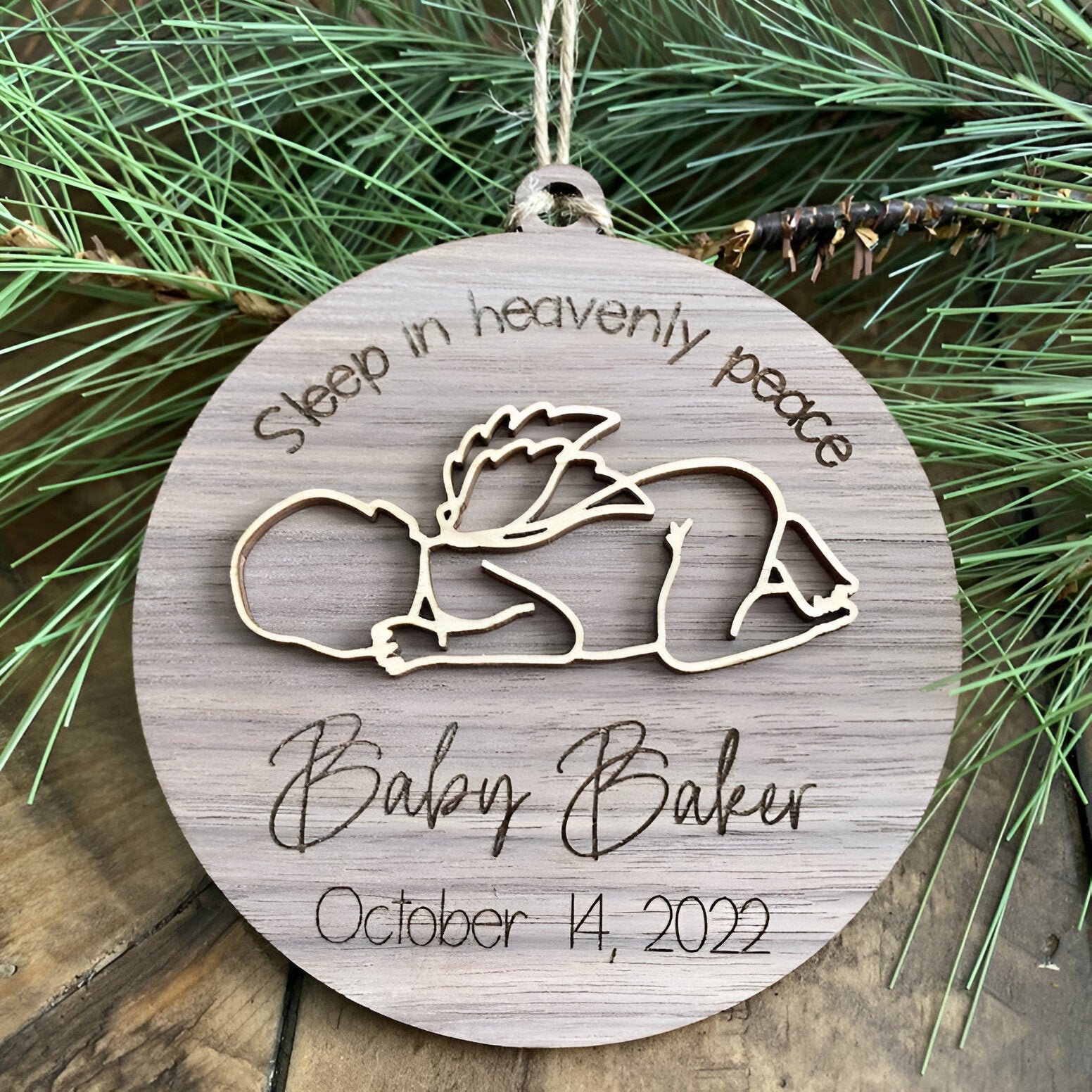 Sleep In Heavenly Peace Memorial Ornament  3d Stillborn Miscarriage Keepsake  Personalized Ornament  Infant Loss  In Memory  Angel Baby ORN0110