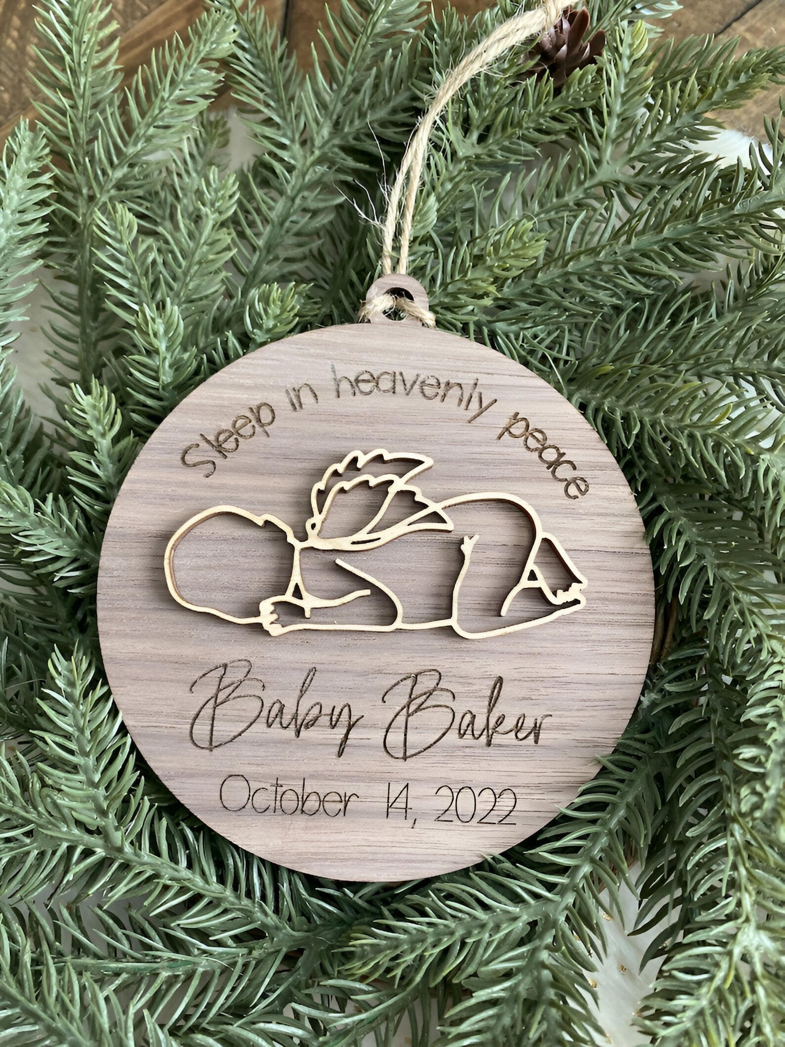 Sleep In Heavenly Peace Memorial Ornament  3d Stillborn Miscarriage Keepsake  Personalized Ornament  Infant Loss  In Memory  Angel Baby ORN0110