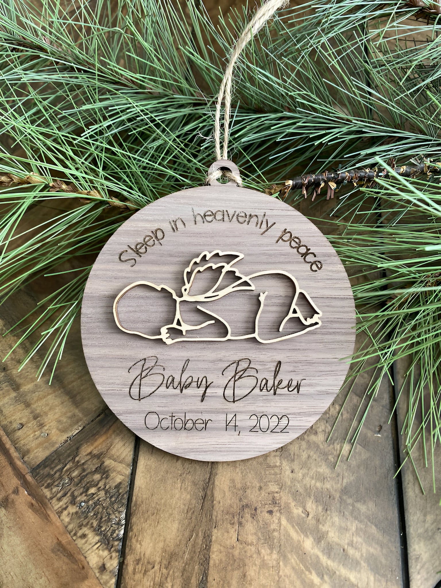 Sleep In Heavenly Peace Memorial Ornament  3d Stillborn Miscarriage Keepsake  Personalized Ornament  Infant Loss  In Memory  Angel Baby ORN0110