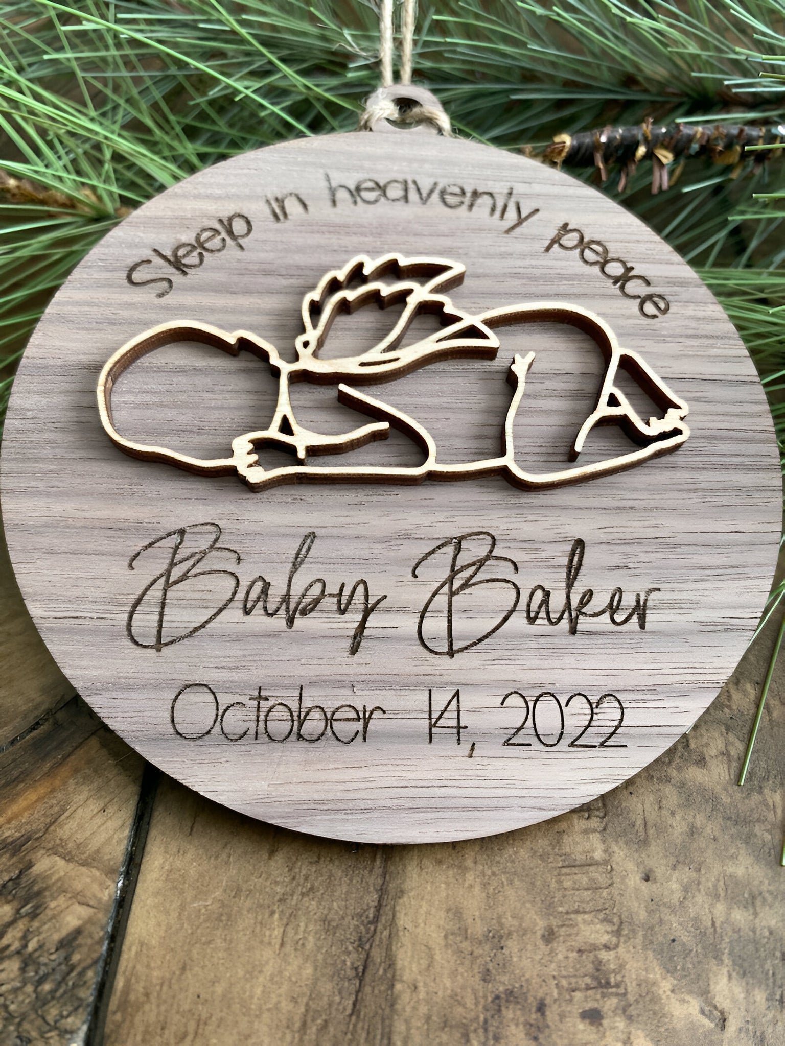 Sleep In Heavenly Peace Memorial Ornament  3d Stillborn Miscarriage Keepsake  Personalized Ornament  Infant Loss  In Memory  Angel Baby ORN0110