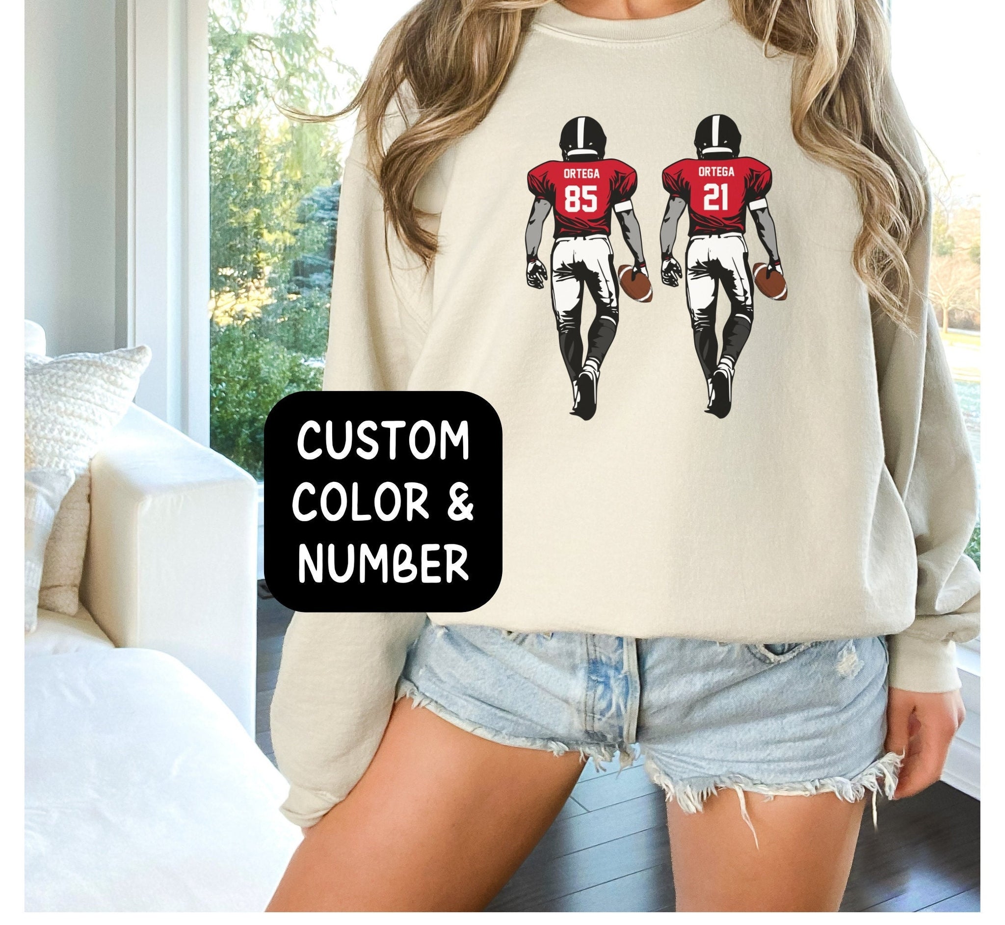 Sons football sweatshirt, my boys, brothers football, 2 players football mom sweater, game day, high school football team, football game 2 FB2308