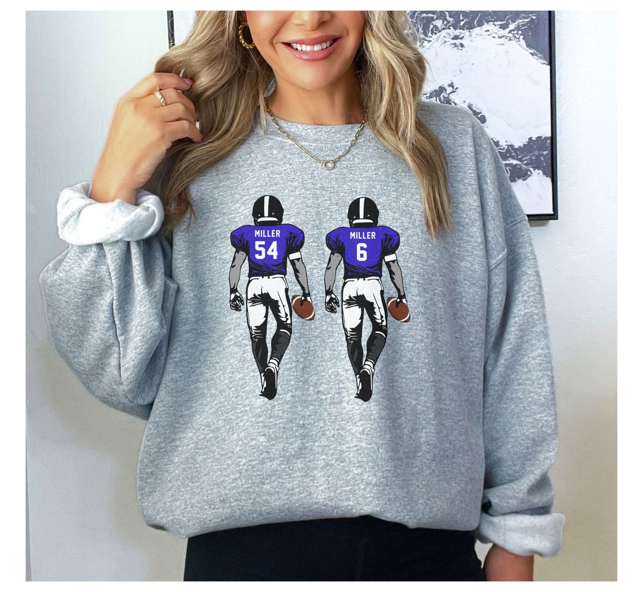 Sons football sweatshirt, my boys, brothers football, 2 players football mom sweater, game day, high school football team, football game 1 FB2308