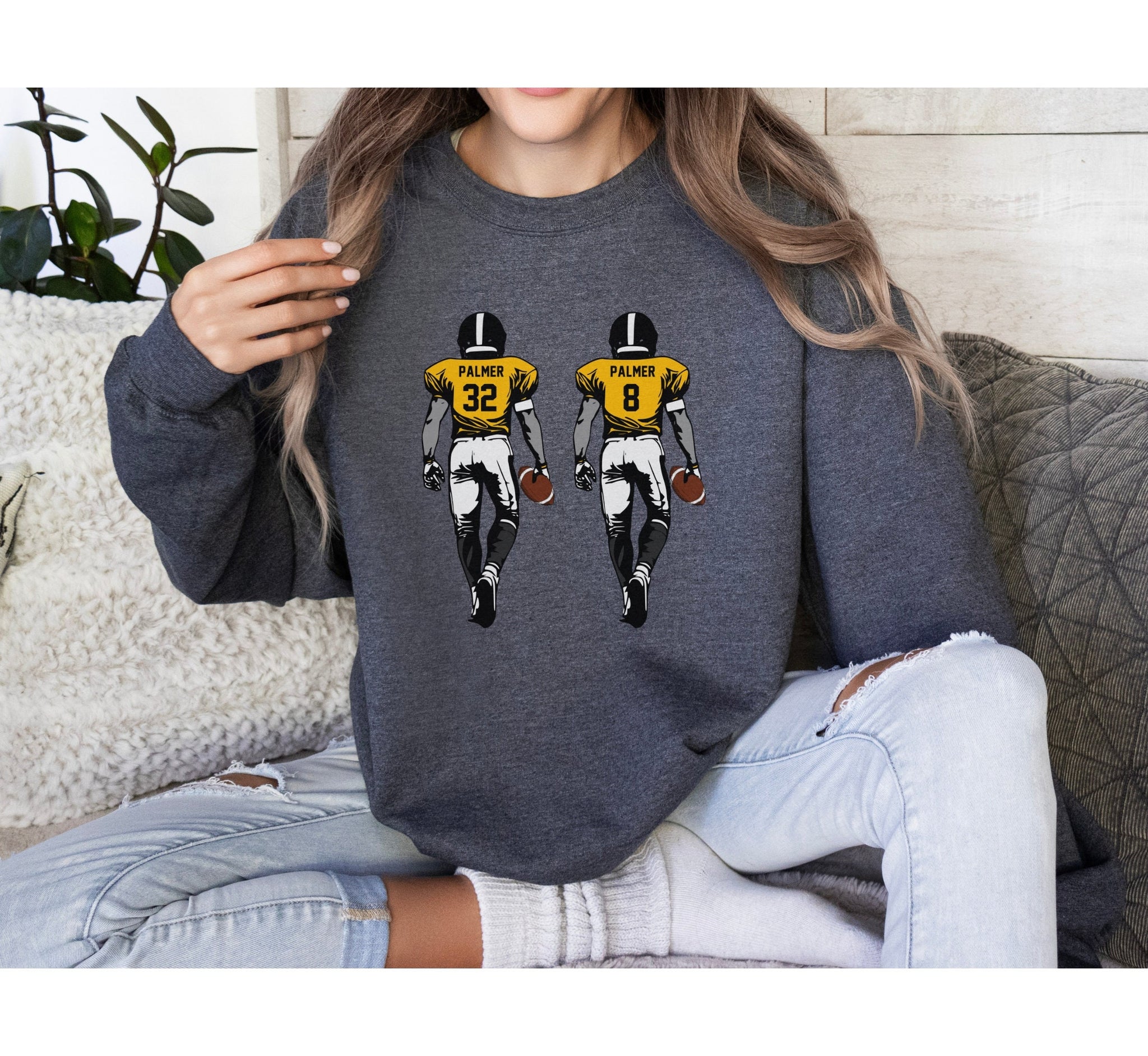 Sons football sweatshirt, my boys, brothers football, 2 players football mom sweater, game day, high school football team, football game 4 FB2308