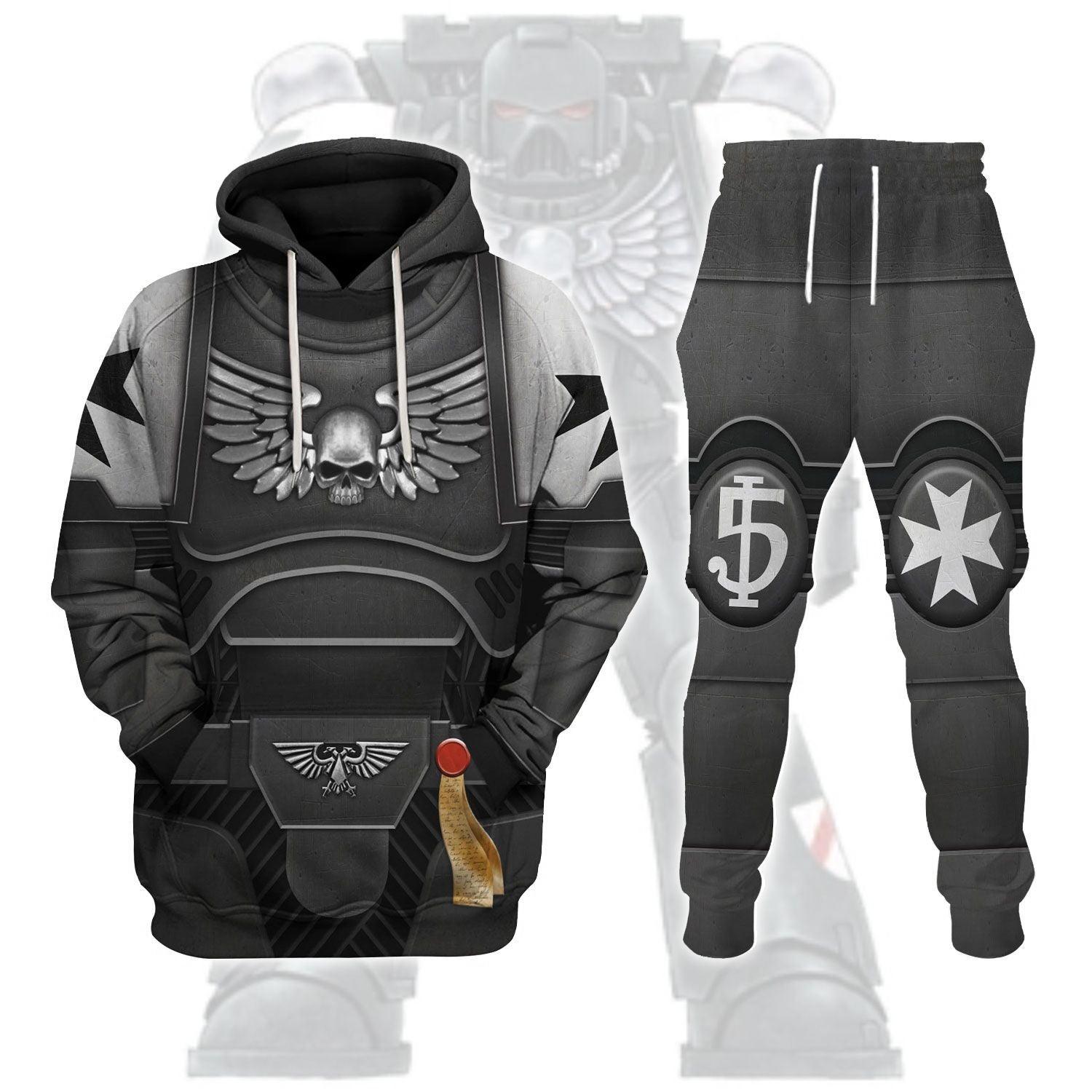 Space Marines Black Templars Warhammer Costume Hoodie Jogger, Space Marines Black Templars Guard Marines Cosplay 3D Hoodie Pants, Warhammer 3D Tracksuit TQT4