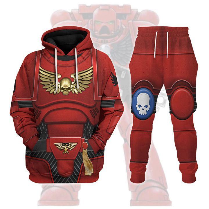 Space Marines Blood Angels V2 Warhammer Costume Hoodie Jogger, Imperial Guard Space Marines Cosplay 3D Hoodie Pants, Warhammer 3D Tracksuit, Warhammer Game Outfit TQT1
