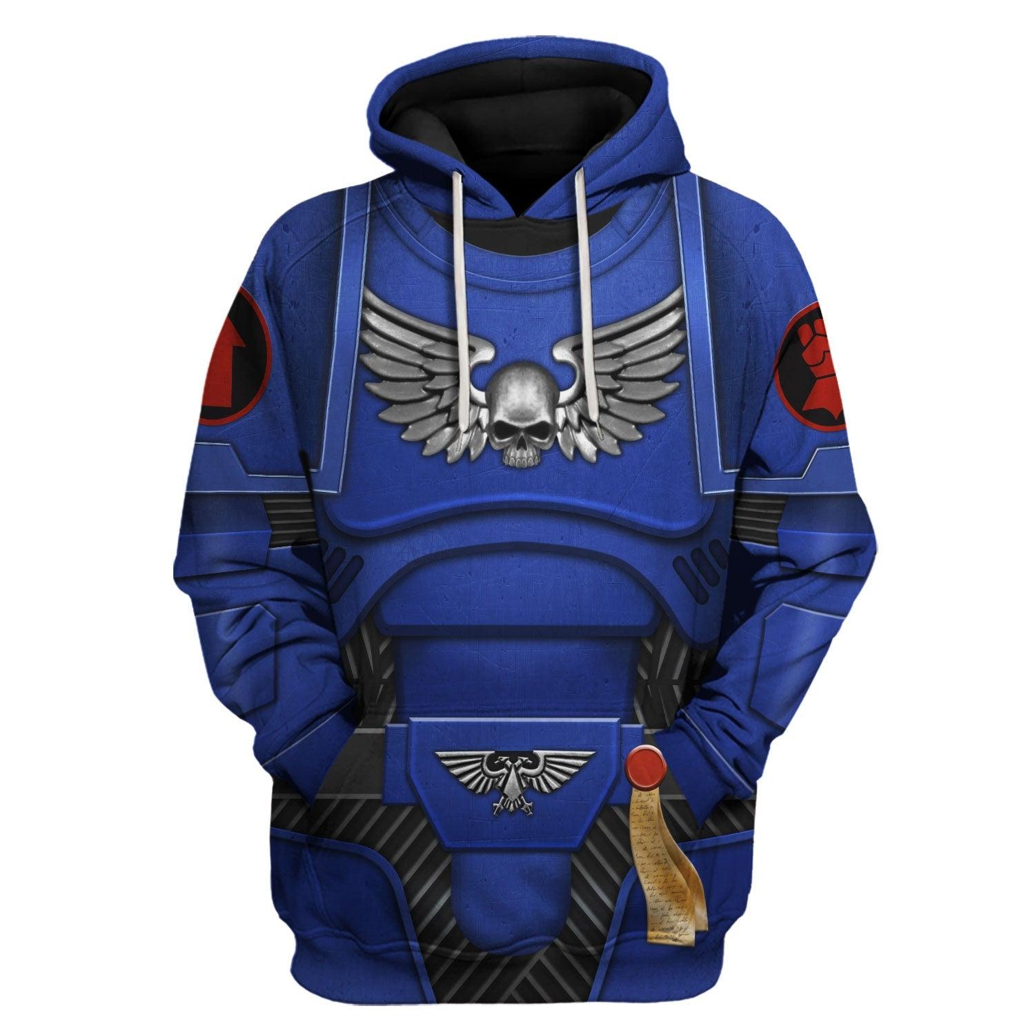 Space Marines Crimson Fists Warhammer Costume Hoodie Jogger, Space Marines Crimson Fists Cosplay 3D Hoodie Pants, Warhammer 3D Tracksuit TQT4