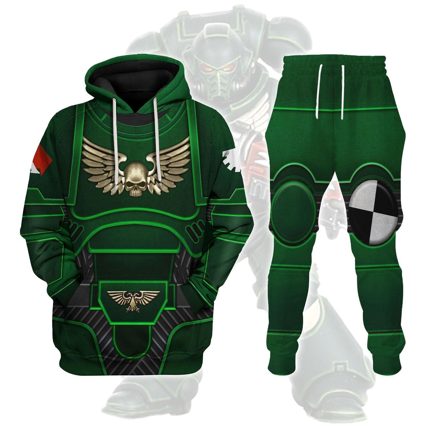 Space Marines Dark Angels Marines Salamanders  Warhammer Costume Hoodie Jogger, Space Marines Dark Angels Marines Salamanders Space Marines Cosplay 3D Hoodie Pants, Warhammer 3D Tracksuit, Warhammer Game Outfit TQT2