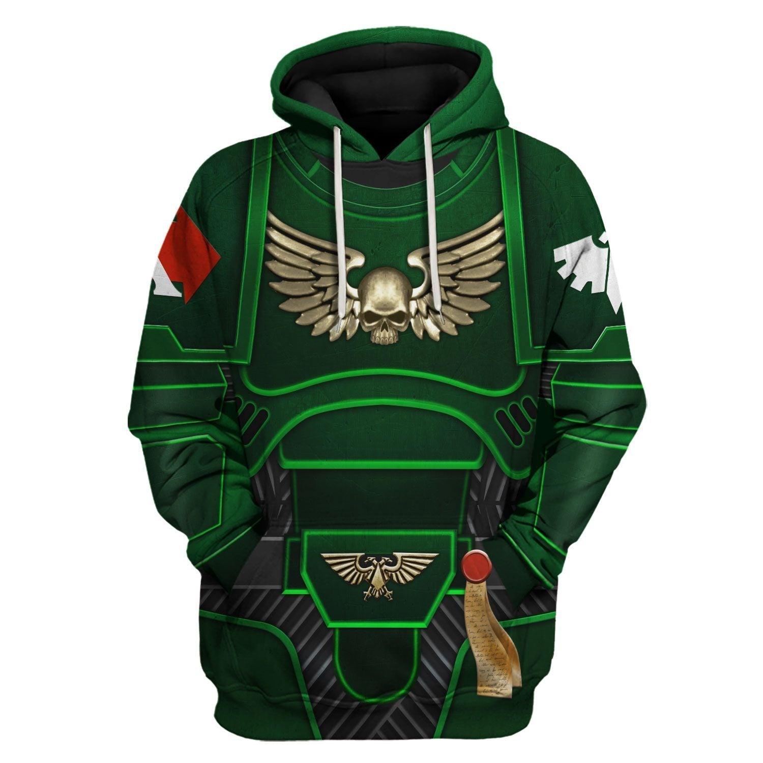 Space Marines Dark Angels Warhammer Costume Hoodie Jogger, Space Marines Dark Angels Marines Cosplay 3D Hoodie Pants, Warhammer 3D Tracksuit TQT4