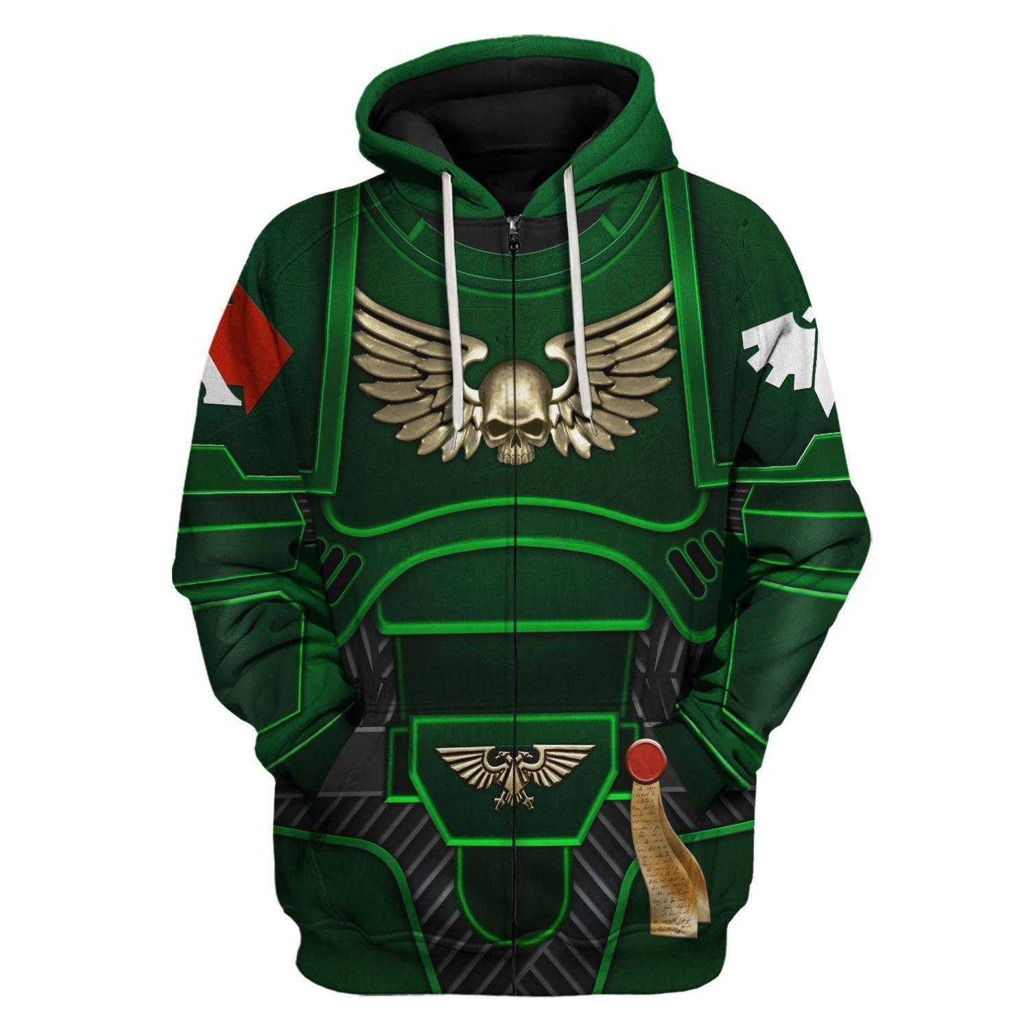 Space Marines Dark Angels Warhammer Costume Hoodie Jogger, Space Marines Dark Angels Marines Cosplay 3D Hoodie Pants, Warhammer 3D Tracksuit TQT4