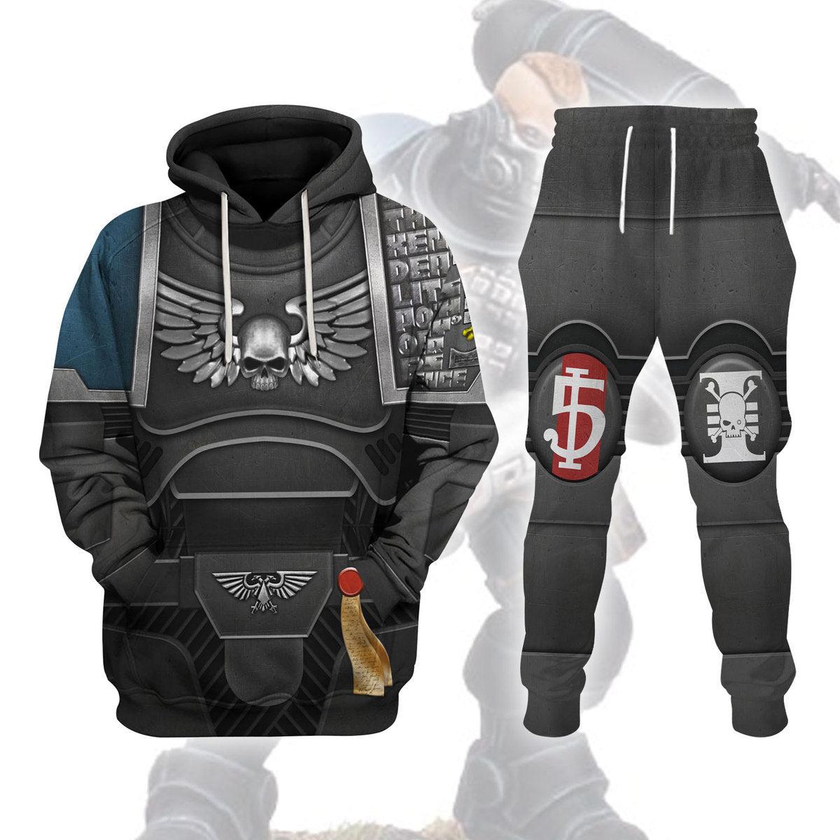 Space Marines Deathwatch Warhammer Costume Hoodie Jogger, Space Marines Deathwatch Marines Cosplay 3D Hoodie Pants, Warhammer 3D Tracksuit TQT4