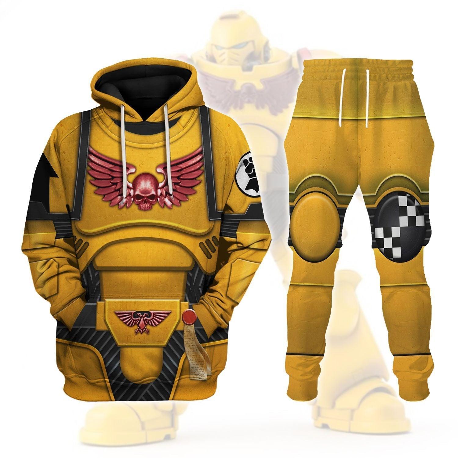 Space Marines Imperial Fists Warhammer Costume Hoodie Jogger,Space Marines Imperial Fists Marines Cosplay 3D Hoodie Pants, Warhammer 3D Tracksuit 