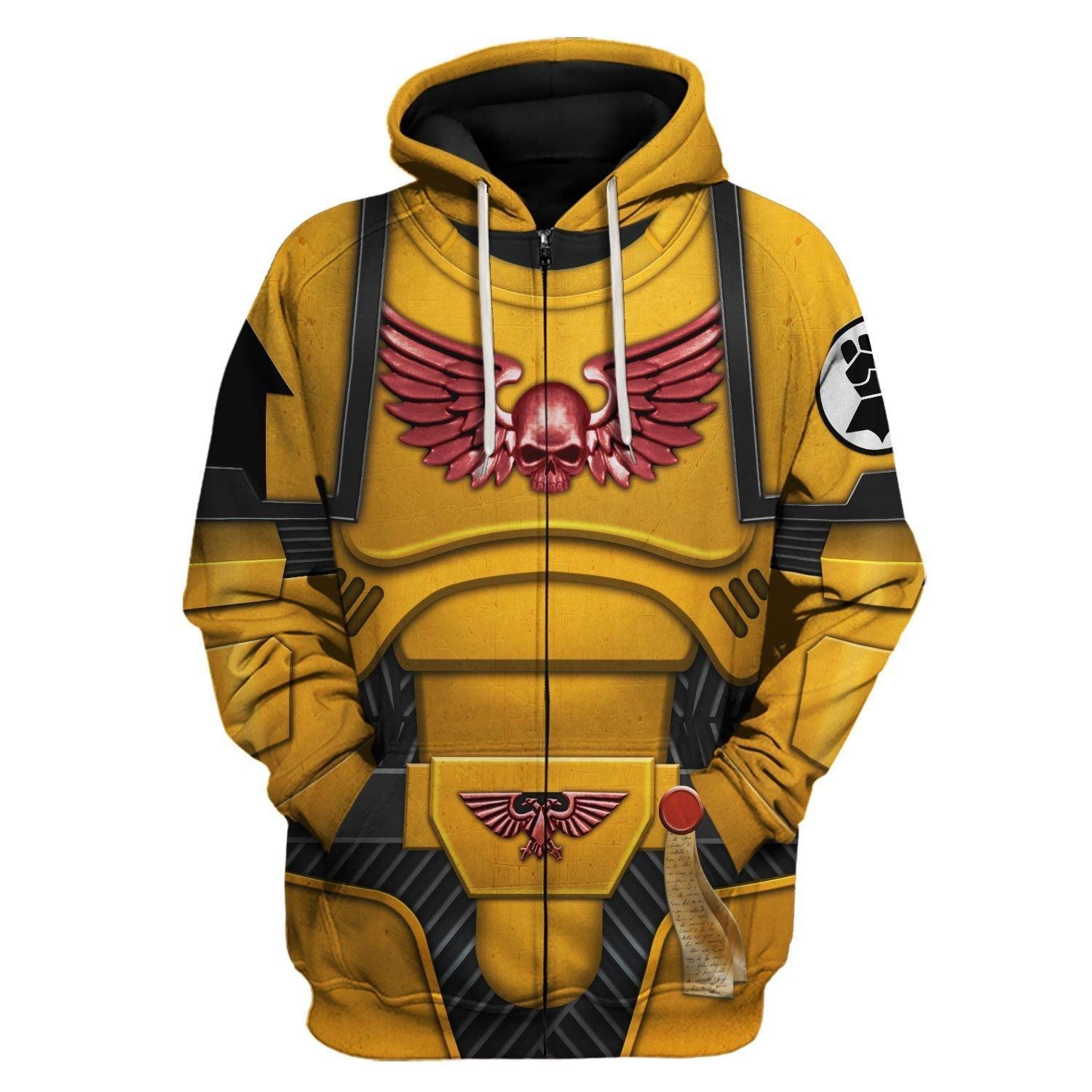 Space Marines Imperial Fists Warhammer Costume Hoodie Jogger,Space Marines Imperial Fists Marines Cosplay 3D Hoodie Pants, Warhammer 3D Tracksuit 