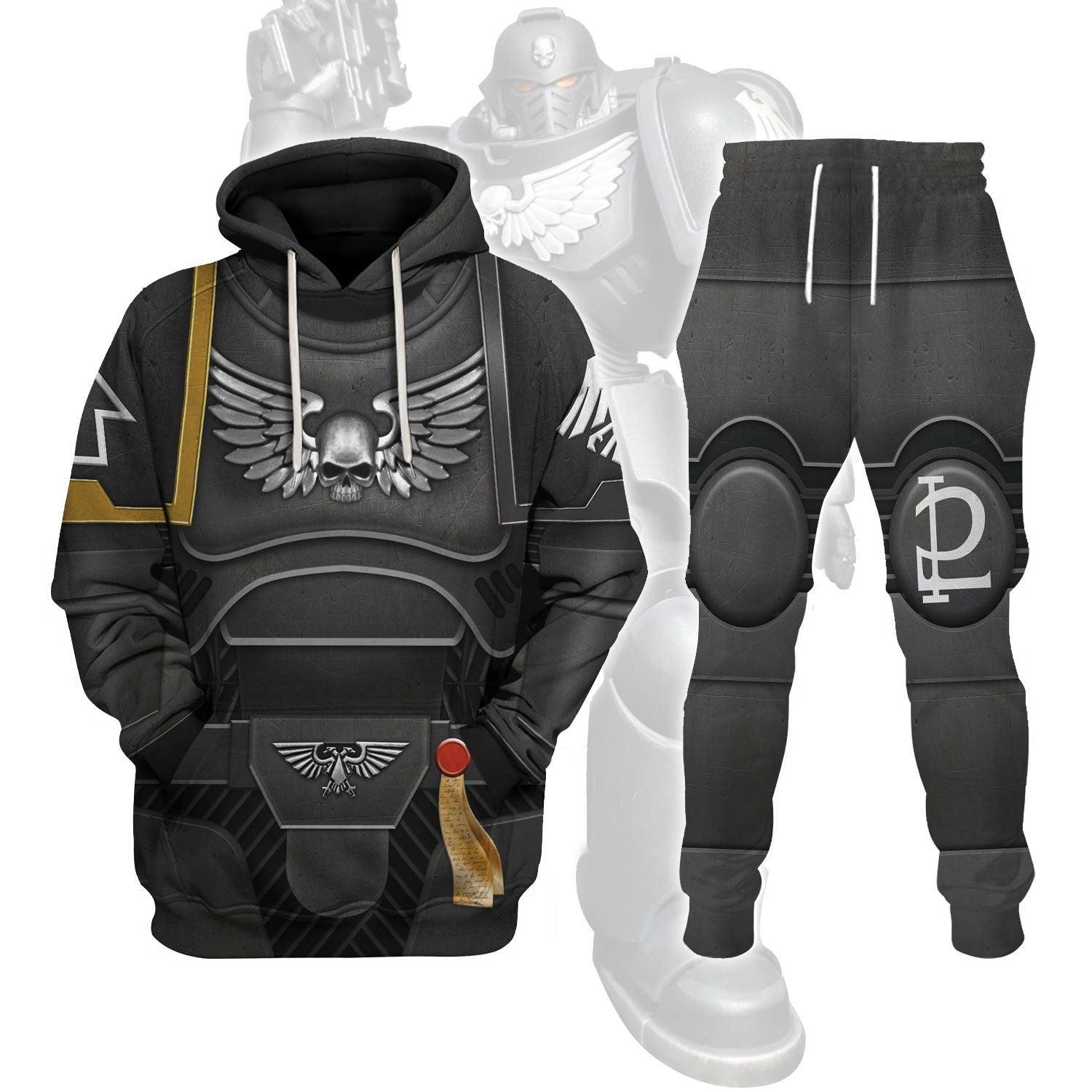 Space Marines Raven Guard Warhammer Costume Hoodie Jogger, Space Marines Raven Guard Marines Cosplay 3D Hoodie Pants, Warhammer 3D Tracksuit TQT4