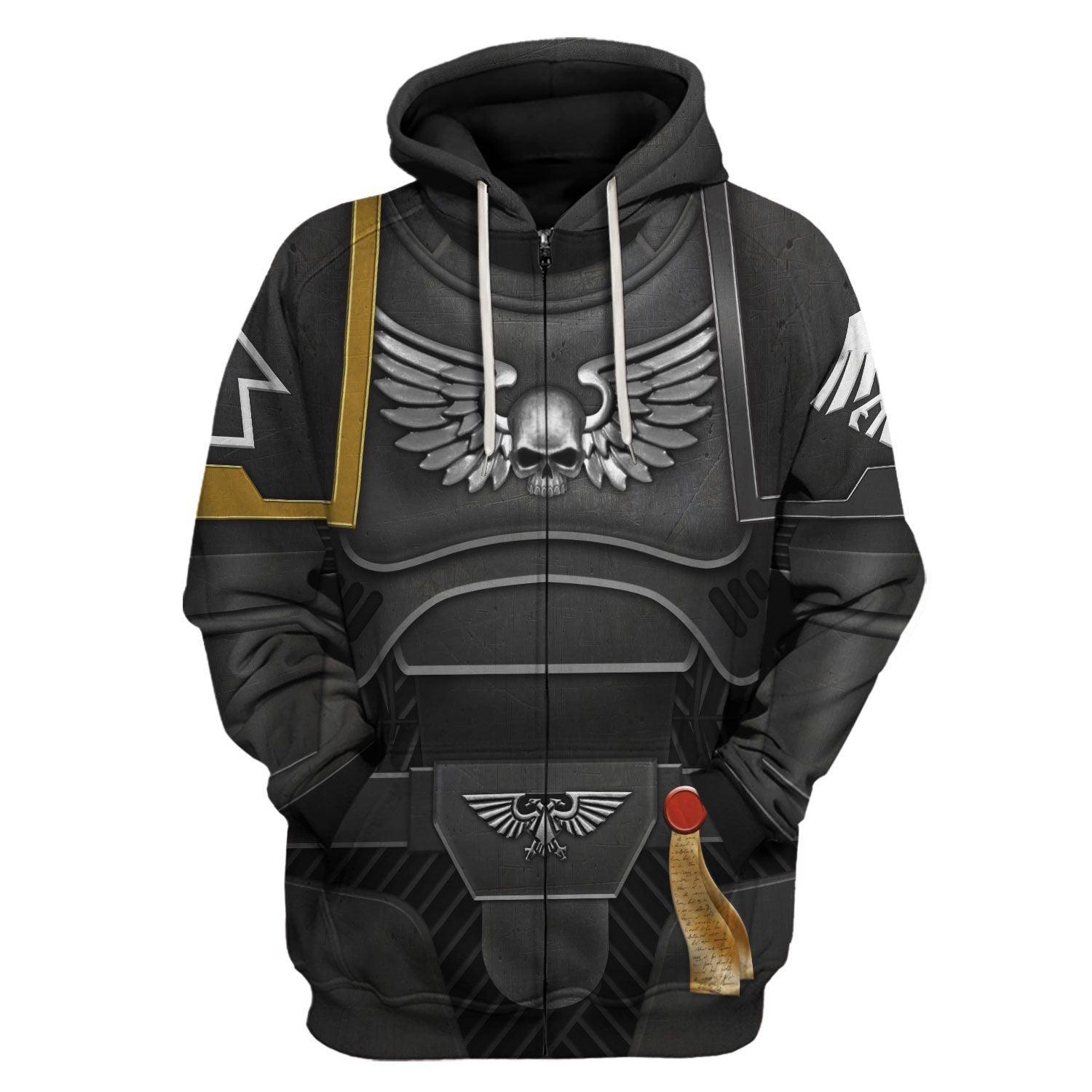 Space Marines Raven Guard Warhammer Costume Hoodie Jogger, Space Marines Raven Guard Marines Cosplay 3D Hoodie Pants, Warhammer 3D Tracksuit TQT4