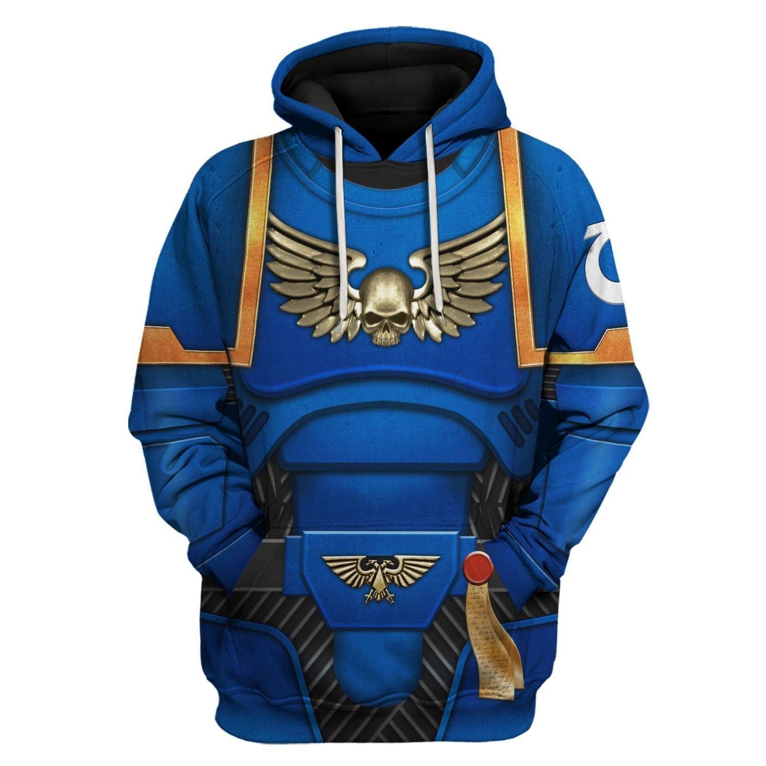 Space Marines Ultramarines Warhammer Costume Hoodie Jogger, Space Marines Ultramarines Space Marines Cosplay 3D Hoodie Pants, Warhammer 3D Tracksuit, Warhammer Game Outfit