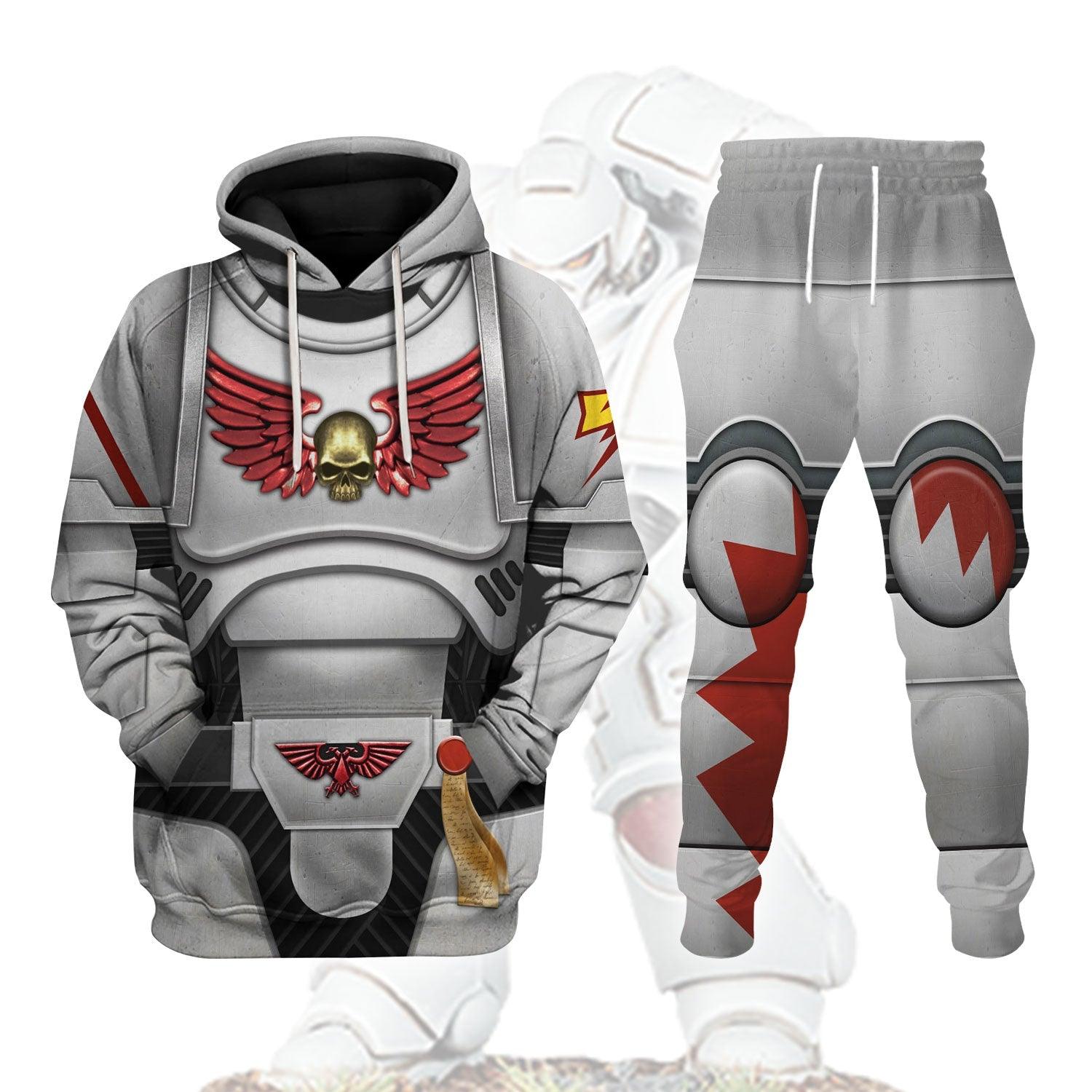 Space Marines White Scars Warhammer Costume Hoodie Jogger, Space Marines White Scars Marines Cosplay 3D Hoodie Pants, Warhammer 3D Tracksuit TQT4