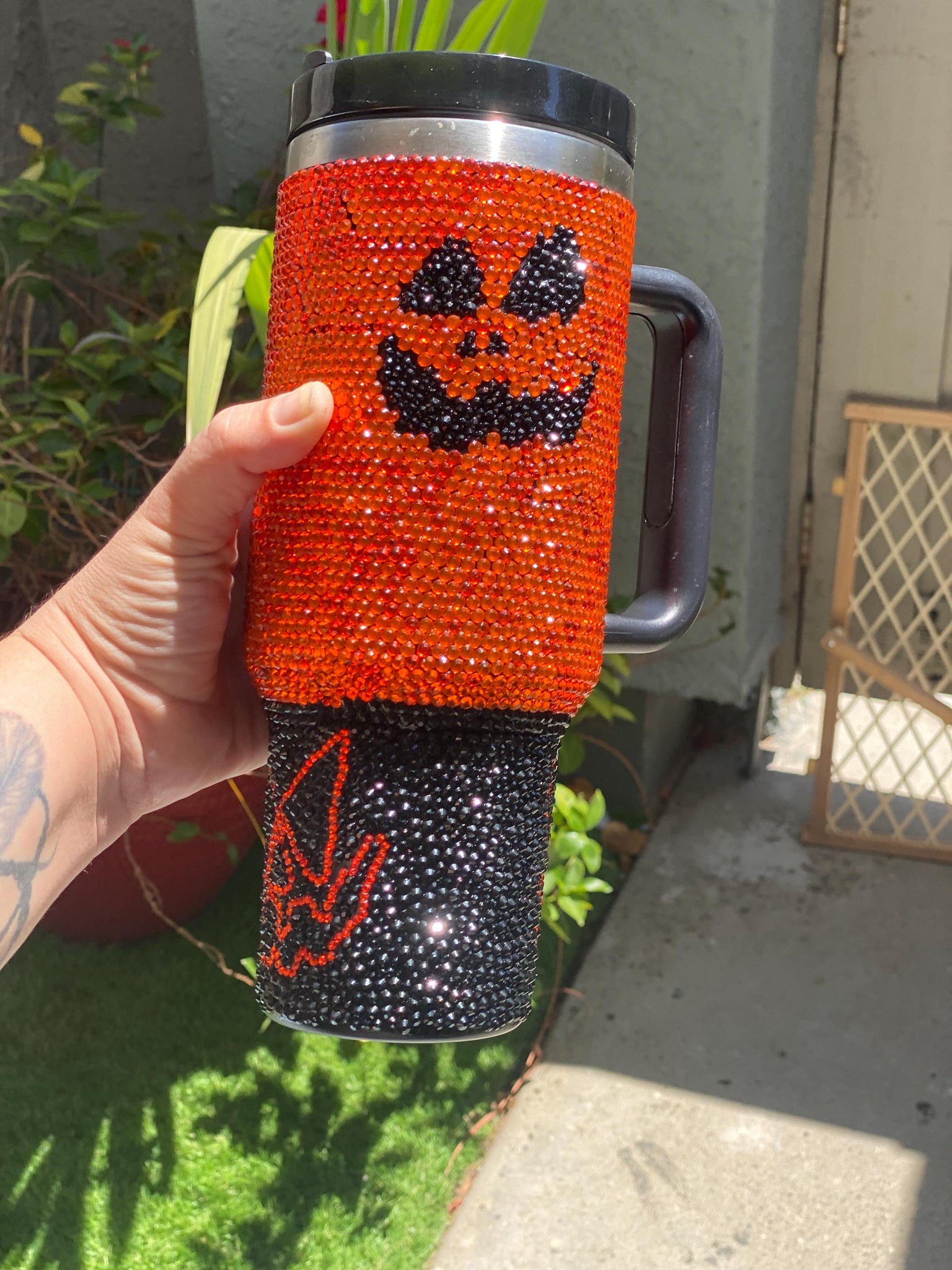 pooky Pumpkin 40oz Tumbler  Fall Bling Travel Mug  Halloween Gift Idea  Halloween Tumbler Personalized Rhinestone Tumbler TUM2708