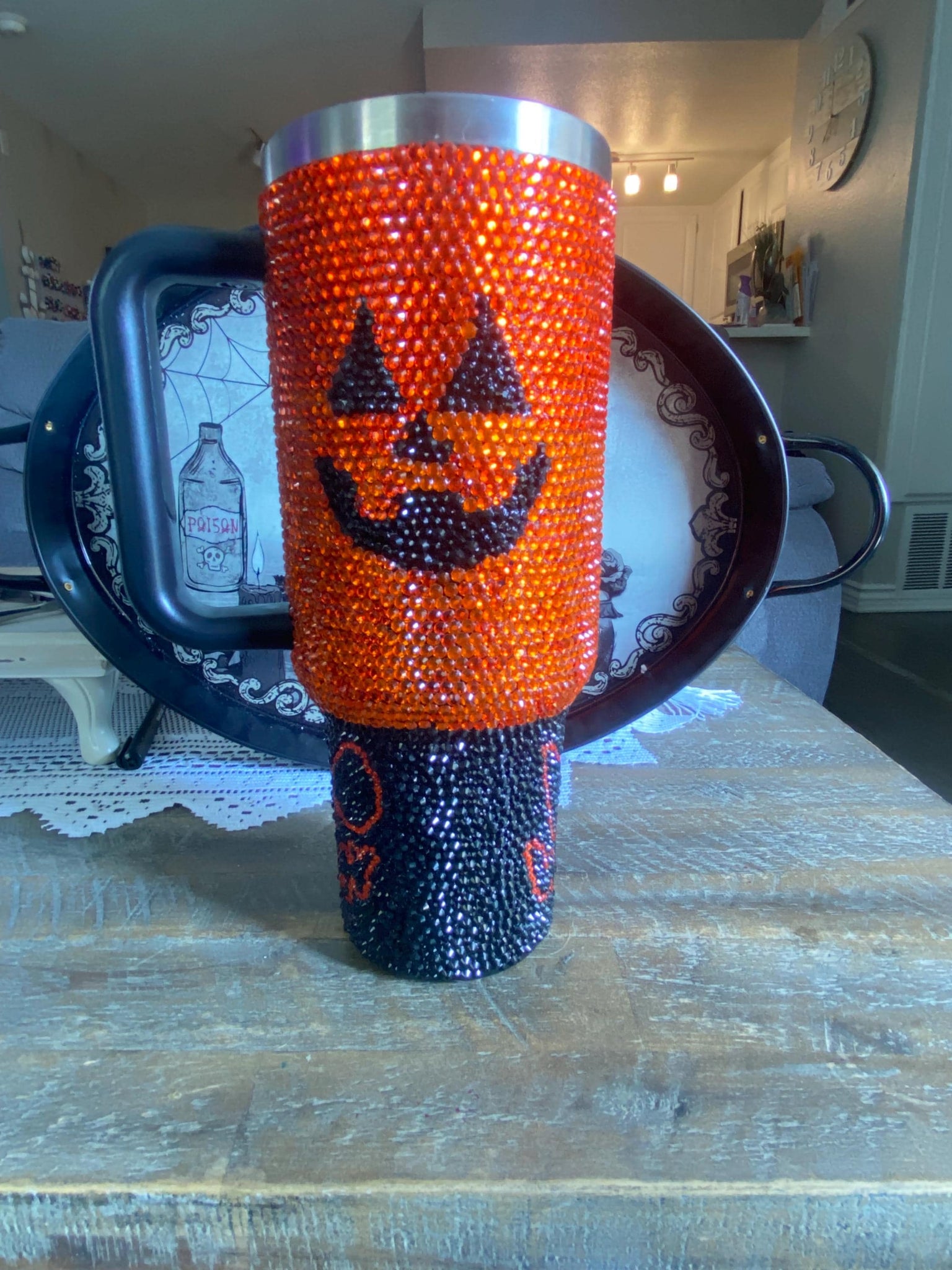 pooky Pumpkin 40oz Tumbler  Fall Bling Travel Mug  Halloween Gift Idea  Halloween Tumbler Personalized Rhinestone Tumbler TUM2708