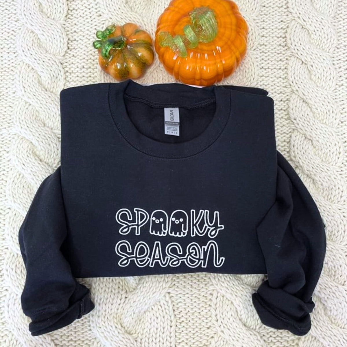 Spooky Season Crewneck Embroidered Halloween Sweatshirt, Hoodie EMHA2608