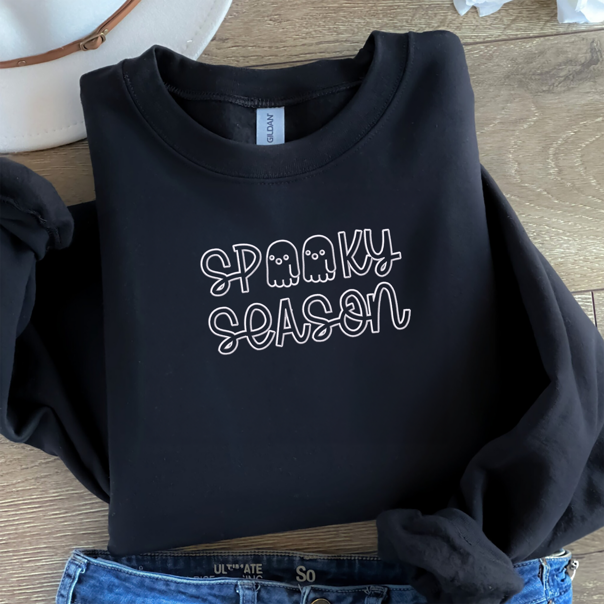 Spooky Season Crewneck Embroidered Halloween Sweatshirt, Hoodie EMHA2608