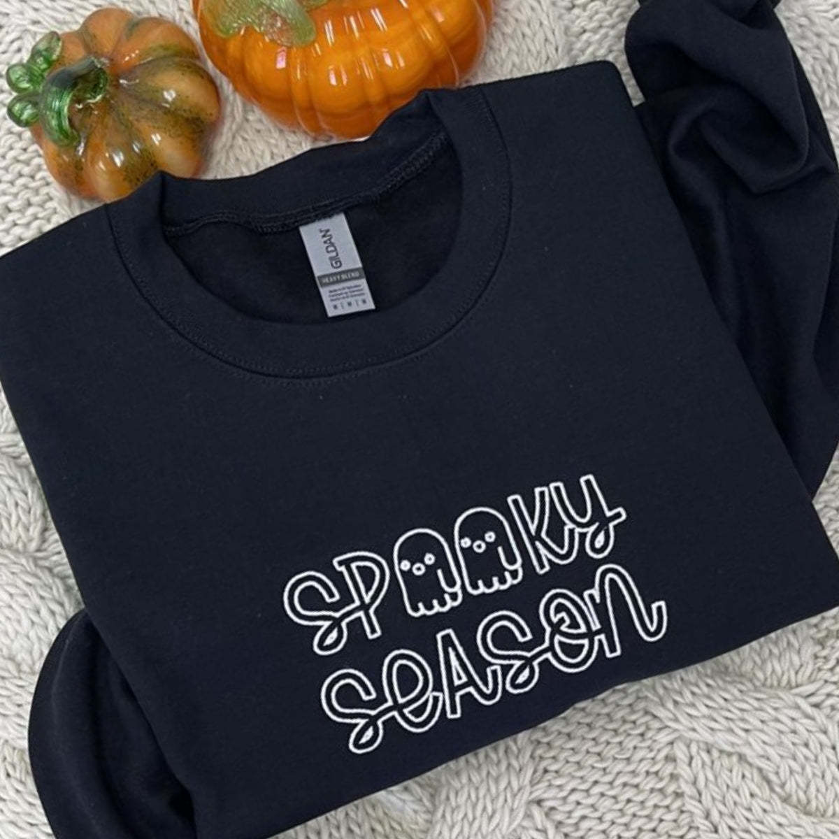 Spooky Season Crewneck Embroidered Halloween Sweatshirt, Hoodie EMHA2608
