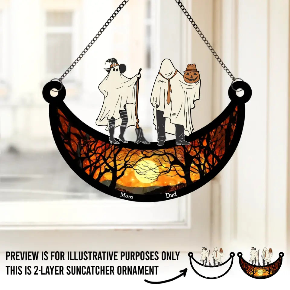Spooky Season Is Here - Family Personalized Window Hanging Suncatcher - Halloween Gift For Family Members   ORHA2208