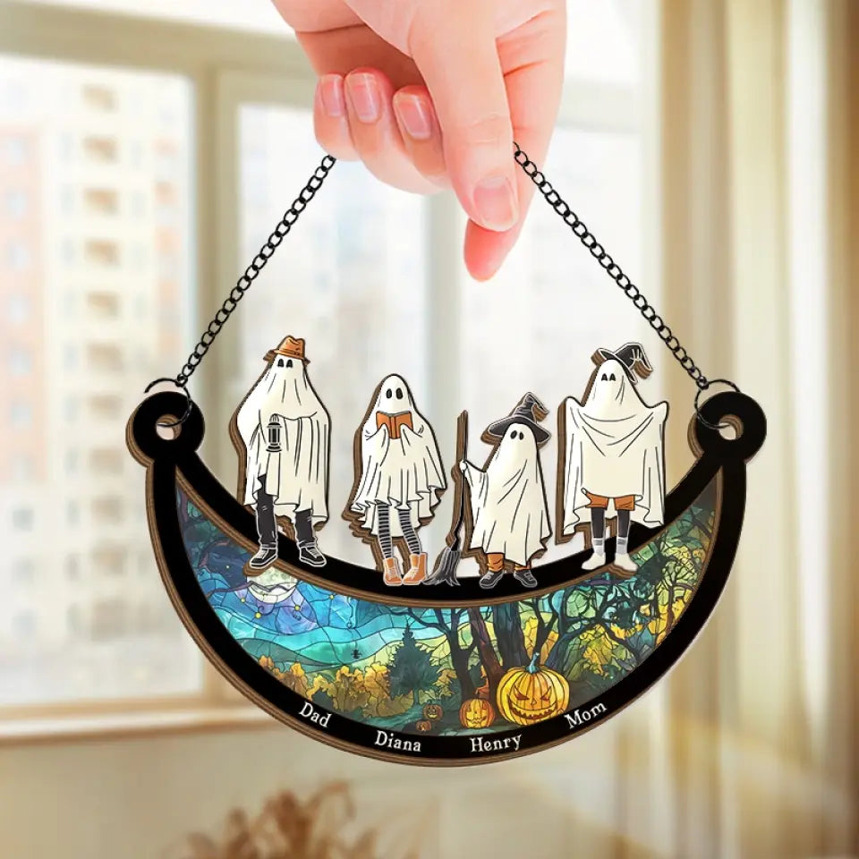 Spooky Season Is Here - Family Personalized Window Hanging Suncatcher - Halloween Gift For Family Members   ORHA2208
