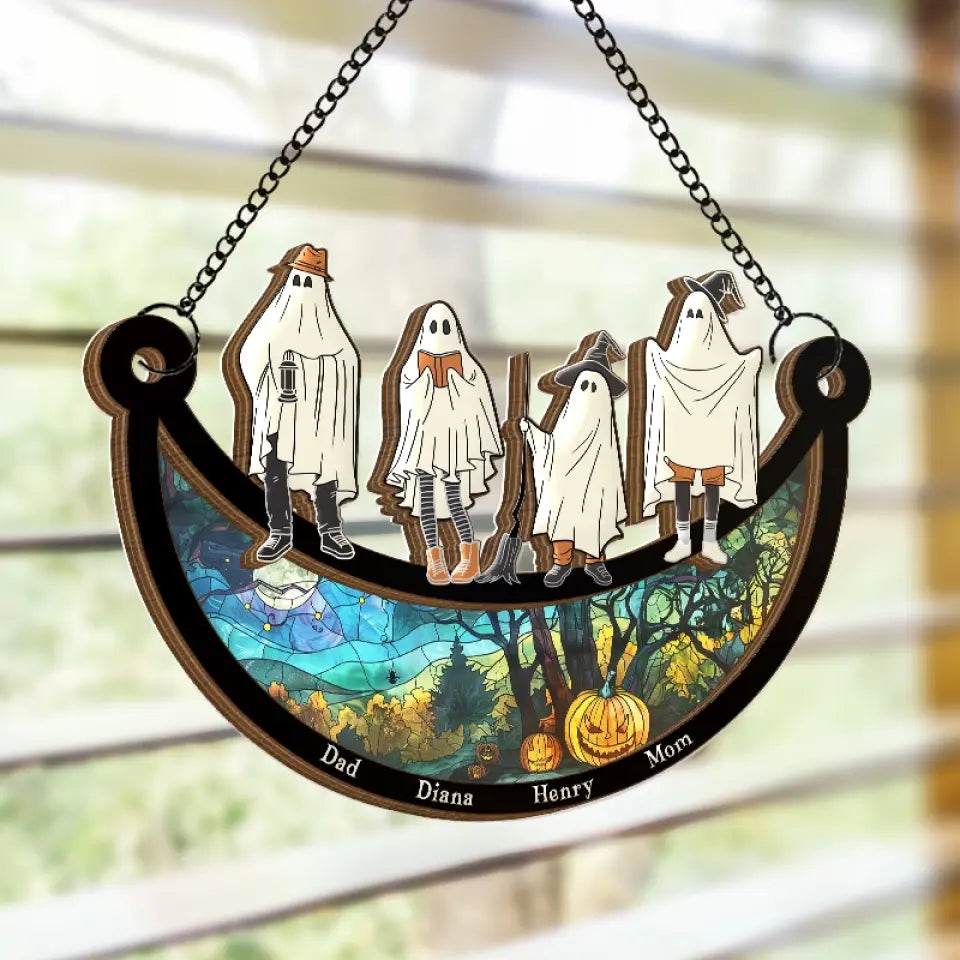 Spooky Season Is Here - Family Personalized Window Hanging Suncatcher - Halloween Gift For Family Members   ORHA2208