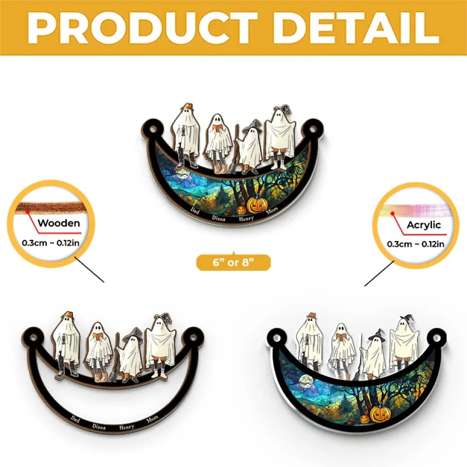 Spooky Season Is Here - Family Personalized Window Hanging Suncatcher - Halloween Gift For Family Members   ORHA2208