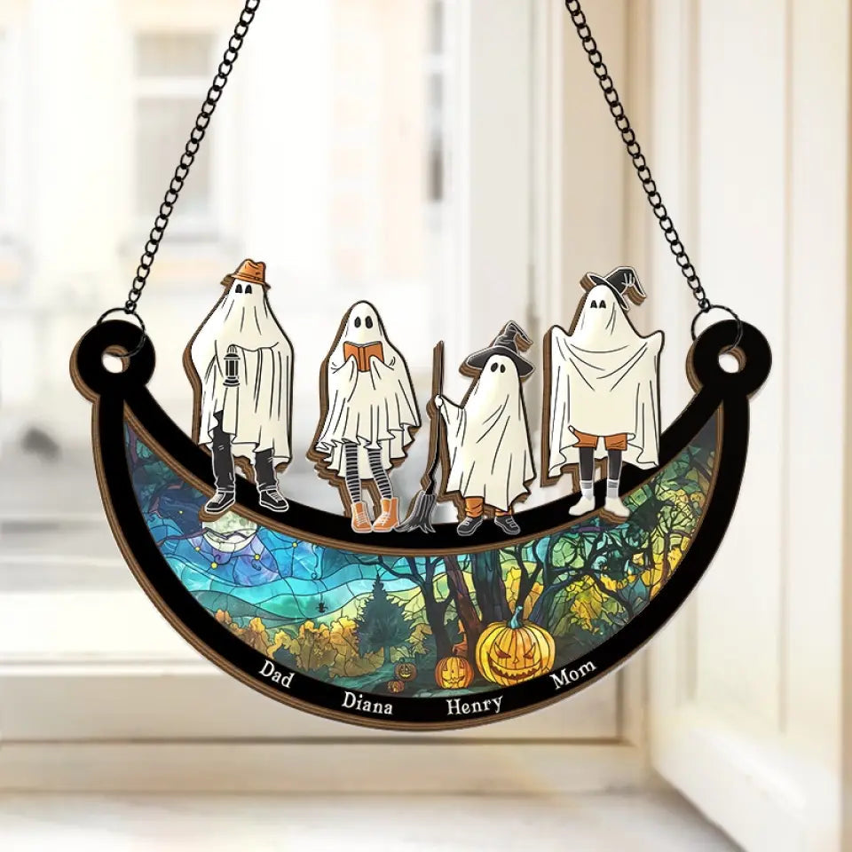 Spooky Season Is Here - Family Personalized Window Hanging Suncatcher - Halloween Gift For Family Members   ORHA2208