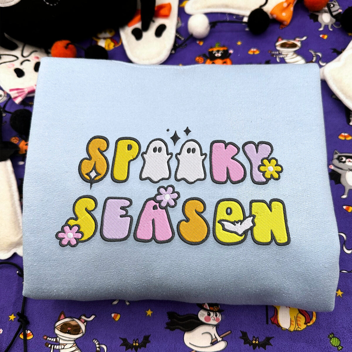 Spooky Season sweatshirt, Embroidered Halloween Sweatshirt Womens EMHA2608