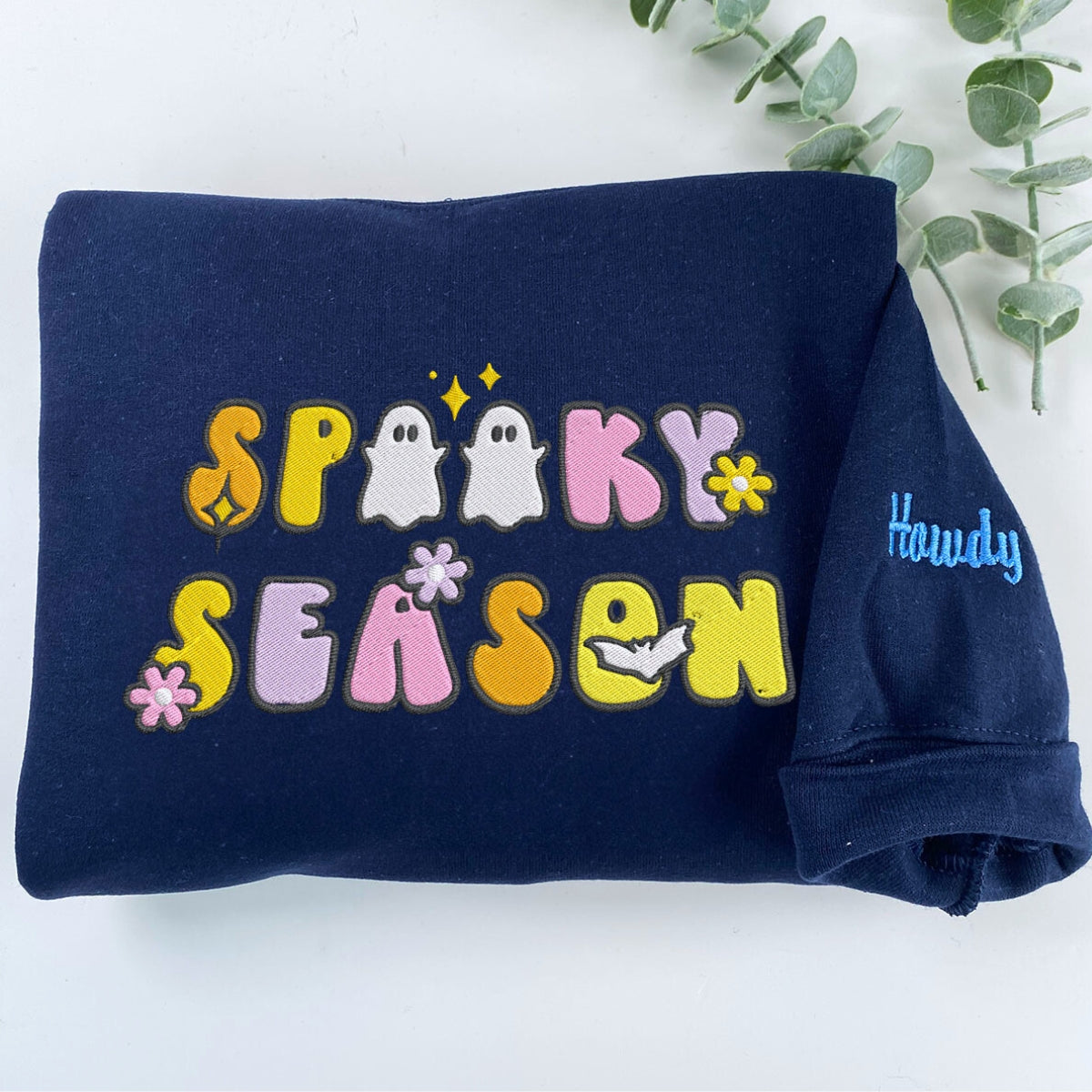 Spooky Season sweatshirt, Embroidered Halloween Sweatshirt Womens EMHA2608