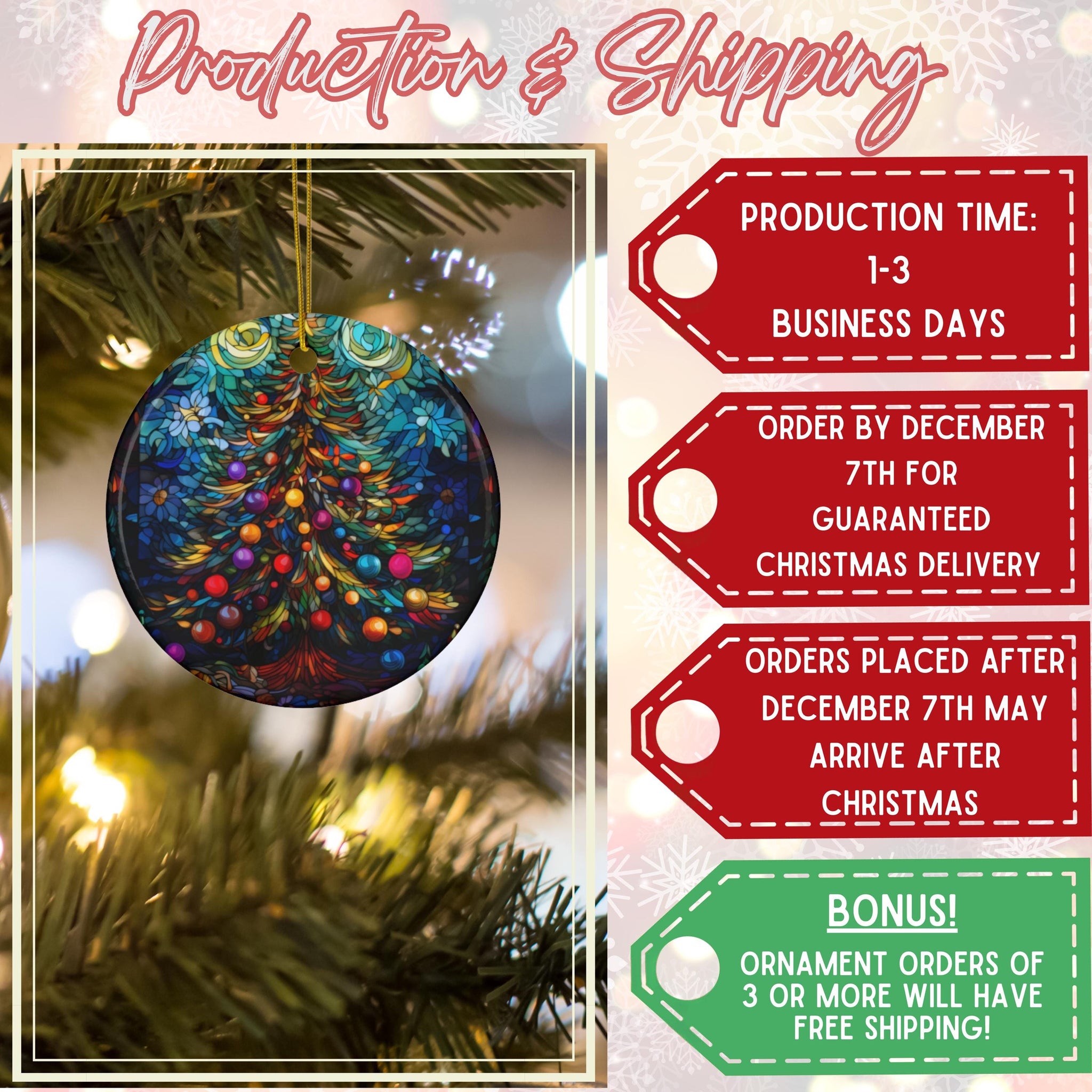 Stained Glass Christmas Tree Design Ornament,  Christmas Ornament  Flat Shaped, Holiday Ornament, Christmas Tree Ornament HAOR14