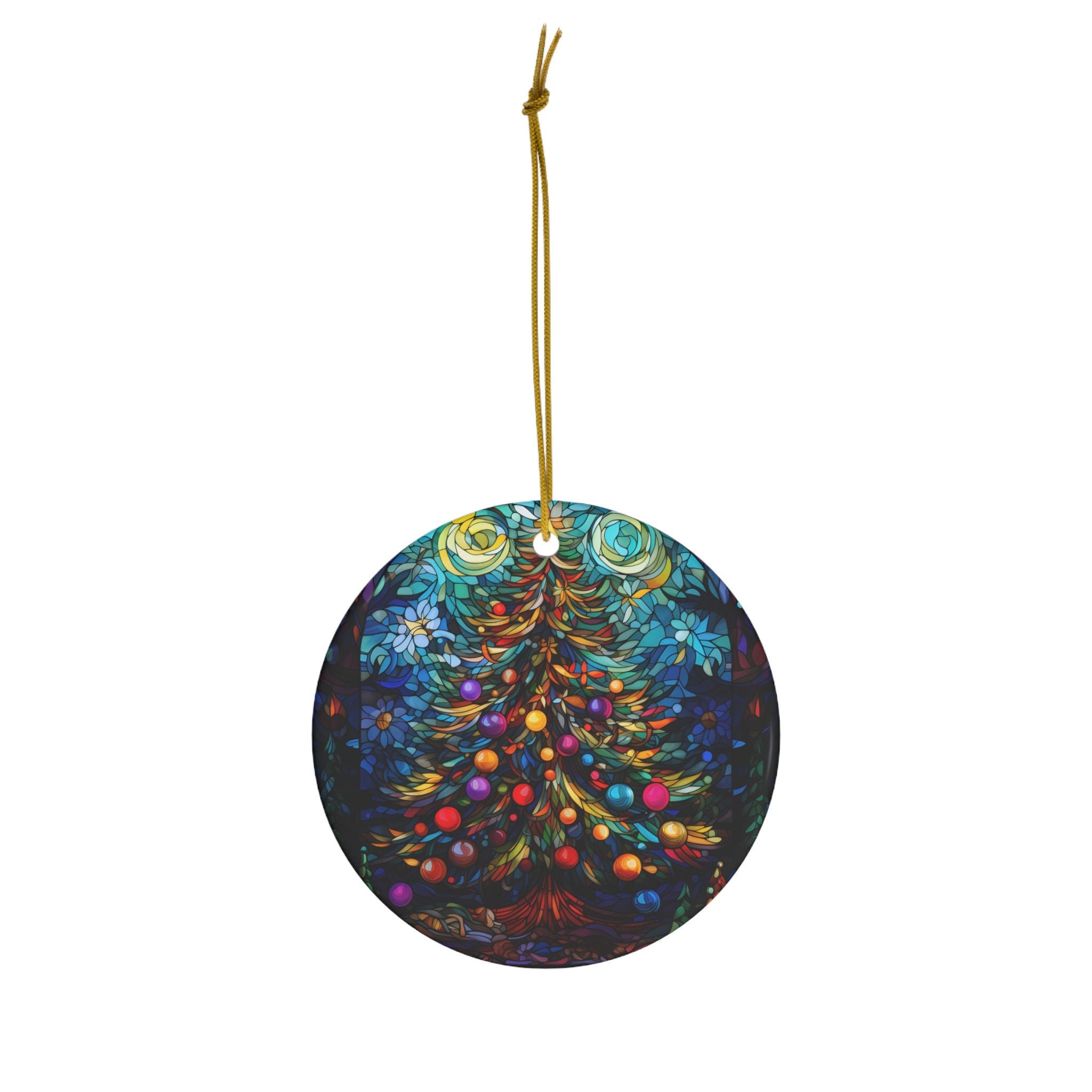 Stained Glass Christmas Tree Design Ornament,  Christmas Ornament  Flat Shaped, Holiday Ornament, Christmas Tree Ornament HAOR14
