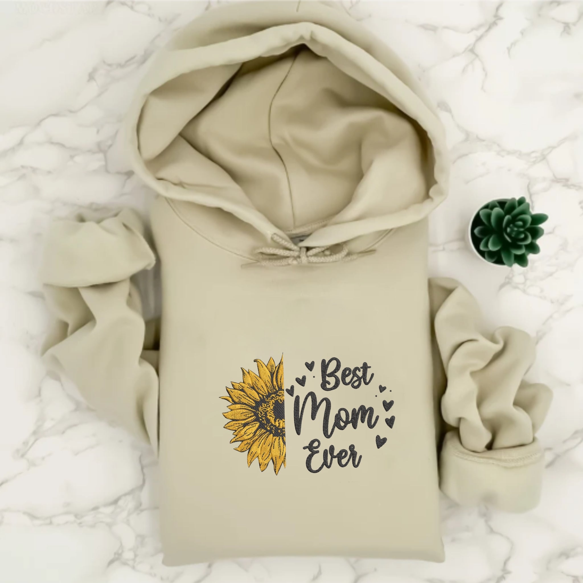 Sunflower Best Mom Ever Embroidered Hoodie, Mother's Day Embroidery Designs, Personalized Hoodie With Font Style And Icon EM1